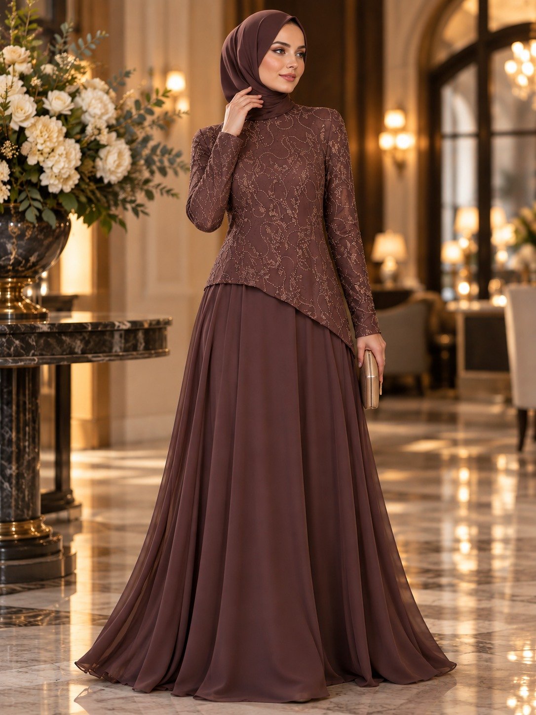 فستان سهرة روز ذهبي
